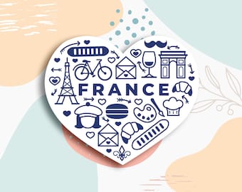 France elements vinyl sticker, France Lover sticker, France travel sticker, Best friend gift, planner gift, laptop sticker, tumbler sticker