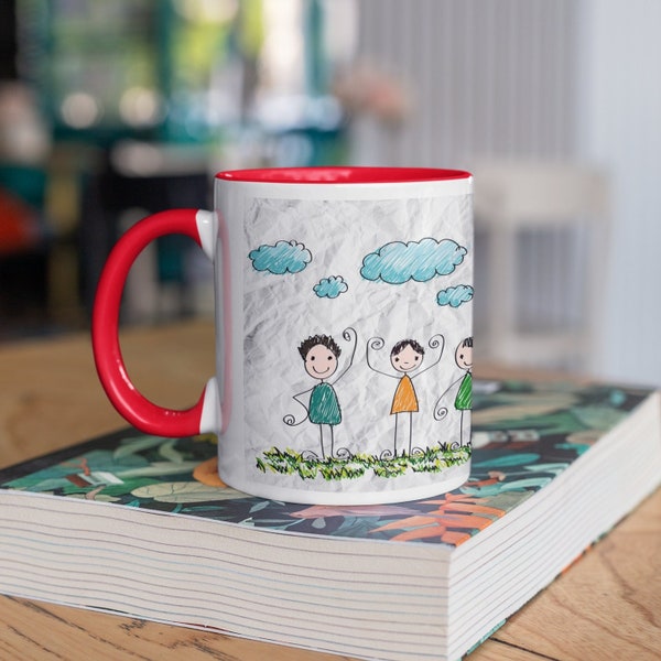 Custom christmas kid's drawing coffee mug, father gift, personalized drawing mug, kid's picture mug, child's drawing personalized mug