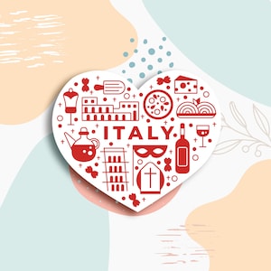 Adesivo in vinile elementi Italia, adesivi Italia Lover, adesivi di viaggio Italia, regalo migliore amico, regalo pianificatore, adesivi per laptop, adesivi tumbler