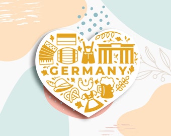 Germany elements vinyl sticker, Germany Lover sticker, travel stickers, Germany stickers, Best friend gift, birthday gift, laptop sticker