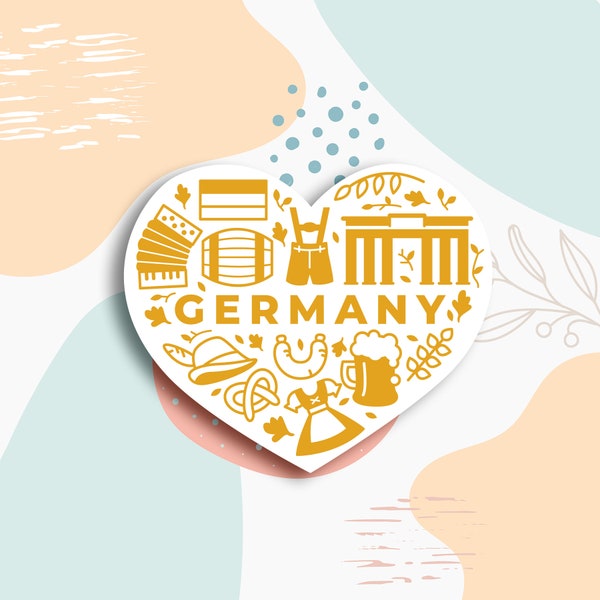 Germany elements vinyl sticker, Germany Lover sticker, travel stickers, Germany stickers, Best friend gift, birthday gift, laptop sticker