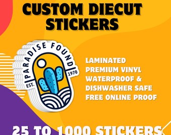 Custom Die Cut Vinyl Stickers, Waterproof, Laminated
