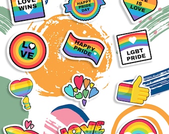 LGBTQ pride sticker pack, pride water bottle sticker, gay laptop sticker, pride tumbler sticker, planner sticker gay,pride stickers pack