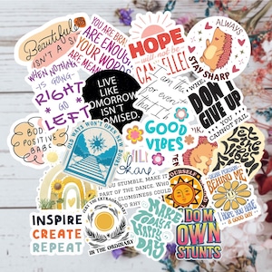 Motivational Sticker Pack: 25 Random Waterproof Inspiration Stickers