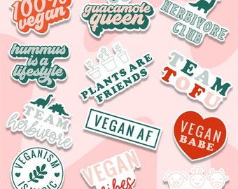 Vegan sticker pack, herbivore club, vegetarian sticker pack, planner sticker pack, lover sticker, laptop sticker pack, plant based sticker