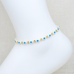 Earrings anklet evil eye. 18k gold filled anklet