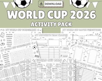 World Cup 2026 Activity Pack | 8 Printable Pages | Kids Soccer Football Worksheets | Classroom Colouring Games | Instant Download