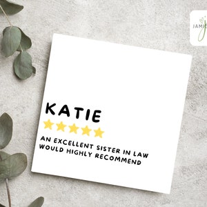 Sister in law Birthday Card, Personalised Sister in law card, Happy Birthday funny card, Birthday Card for her, funny gift for sister in law