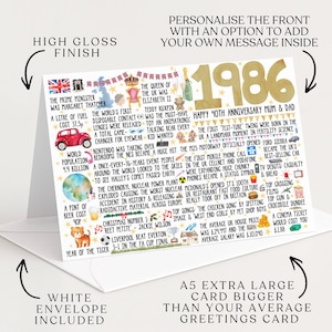 40th Anniversary 1986 Ruby Wedding Fun Fact Card for Mum & Dad – 40th Wedding Milestone image 2