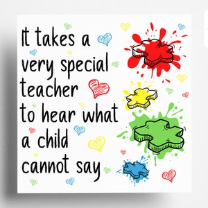Special Teacher Thank You Card -Teacher & Carer Appreciation Card: Supporting Autism with Gratitude and Love free delivery