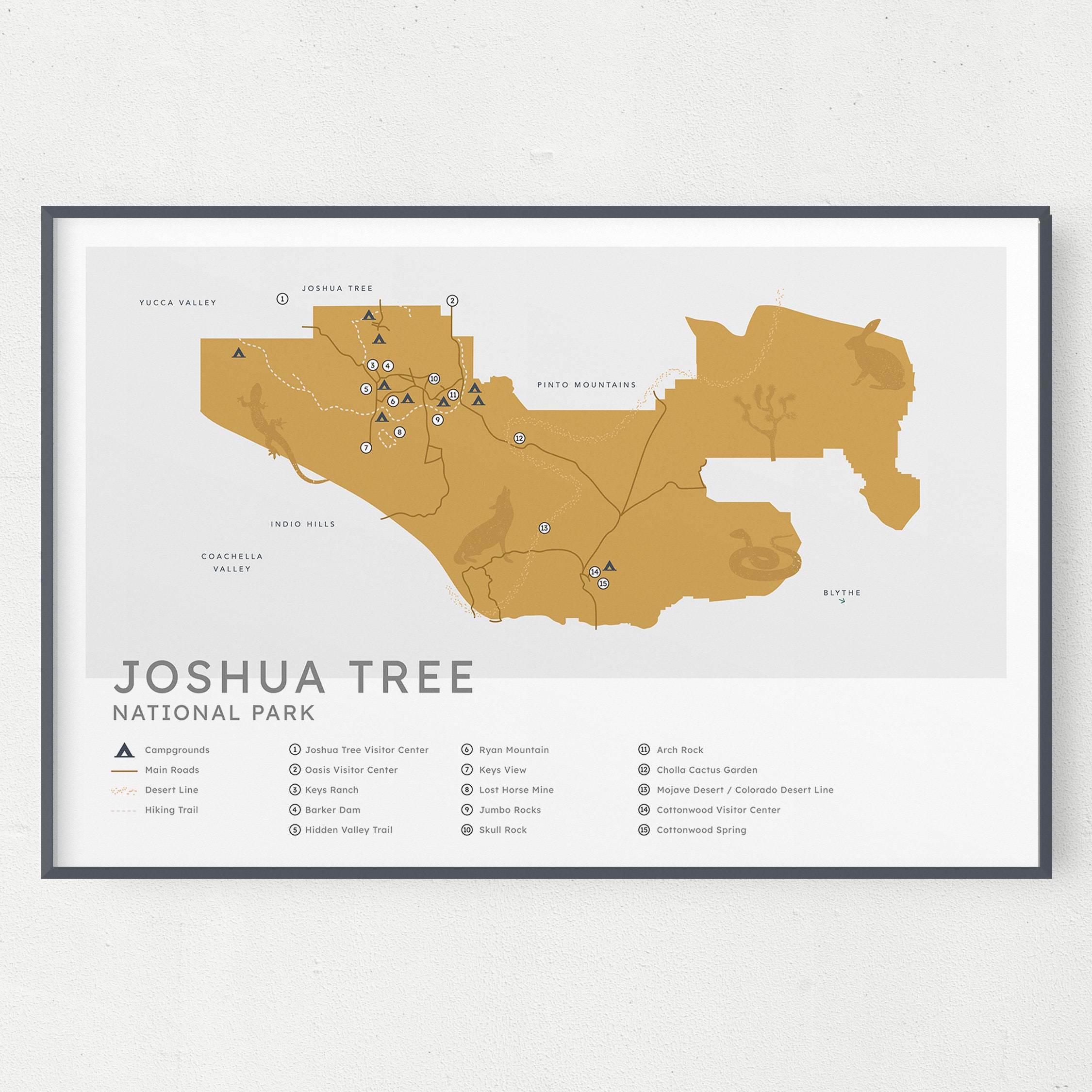 Joshua Tree National Park Map Print - Etsy