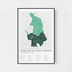 Carte des parcs nationaux de Sequoia & Kings Canyon