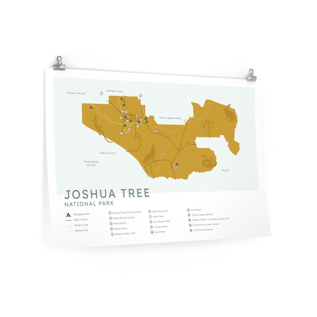 Joshua Tree National Park Map Print - Etsy