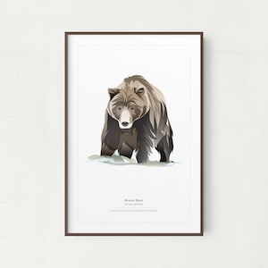 Brown Bear Wall Art Print, Minimalist Brown Bear Print, Katmai National Park, Printable Art, Printable Bear, Instant Download, Grizzly Bear
