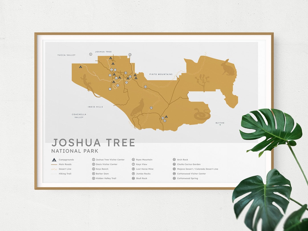 Joshua Tree National Park Map Print - Etsy