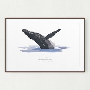 Humpback Whale Wall Art Print, Minimalistische Whale Print, Printable Art, Printable Humpback Whale Art, Instant Download, Glacier Bay