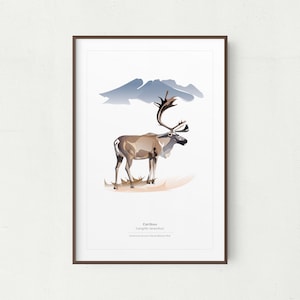 Caribou Wall Art Print, Minimalist Caribou Print, Denali National Park, Printable Art, Printable Caribou, Instant Download, Caribou Print
