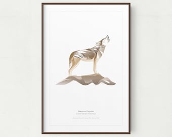 Coyote Wall Art Print, Minimalist Coyote Print, Joshua Tree National Park, Printable Art, Printable Coyote, Instant Download, Coyote Print