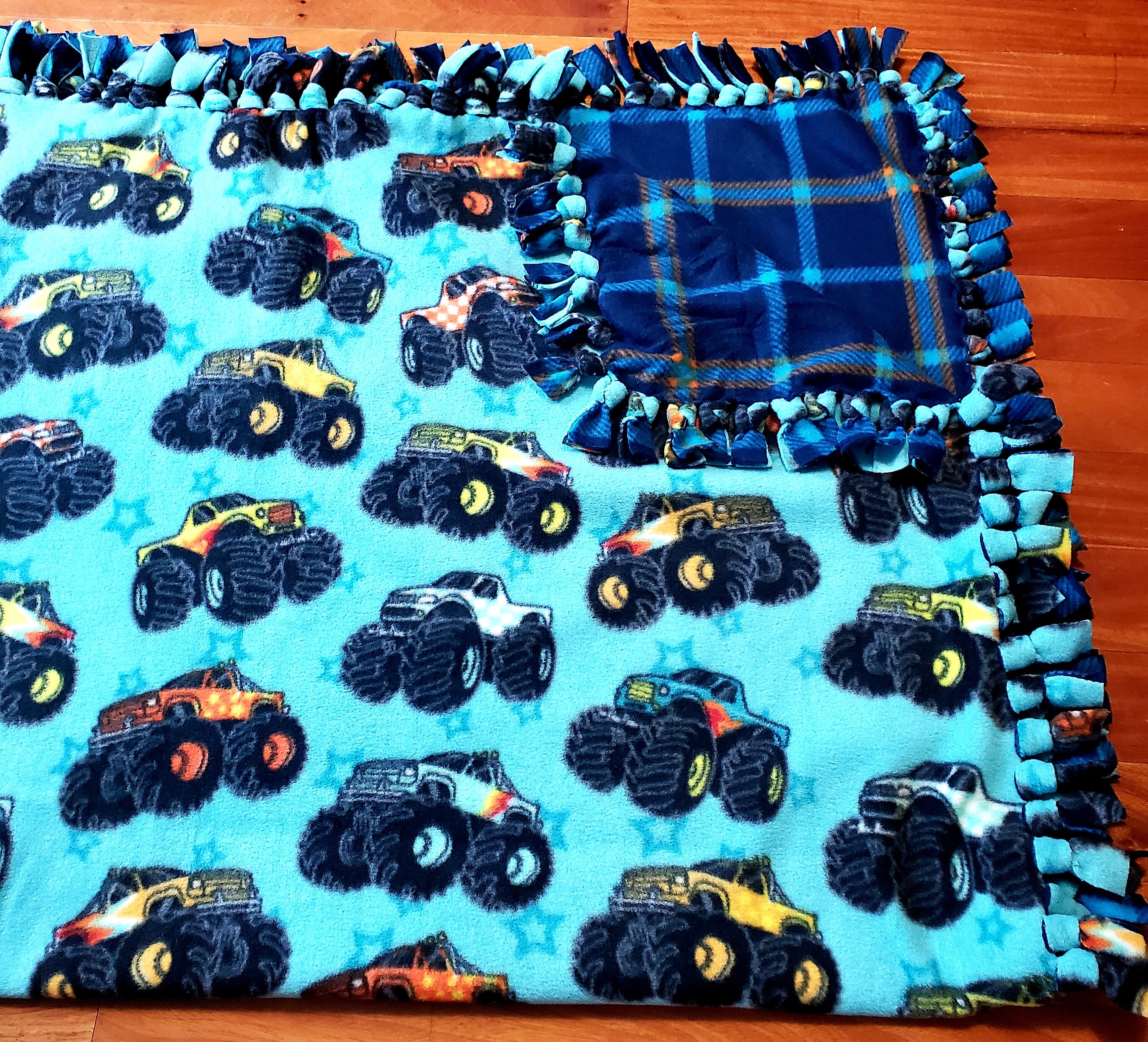 Fleece Knot Blanket Monster Truck Etsy
