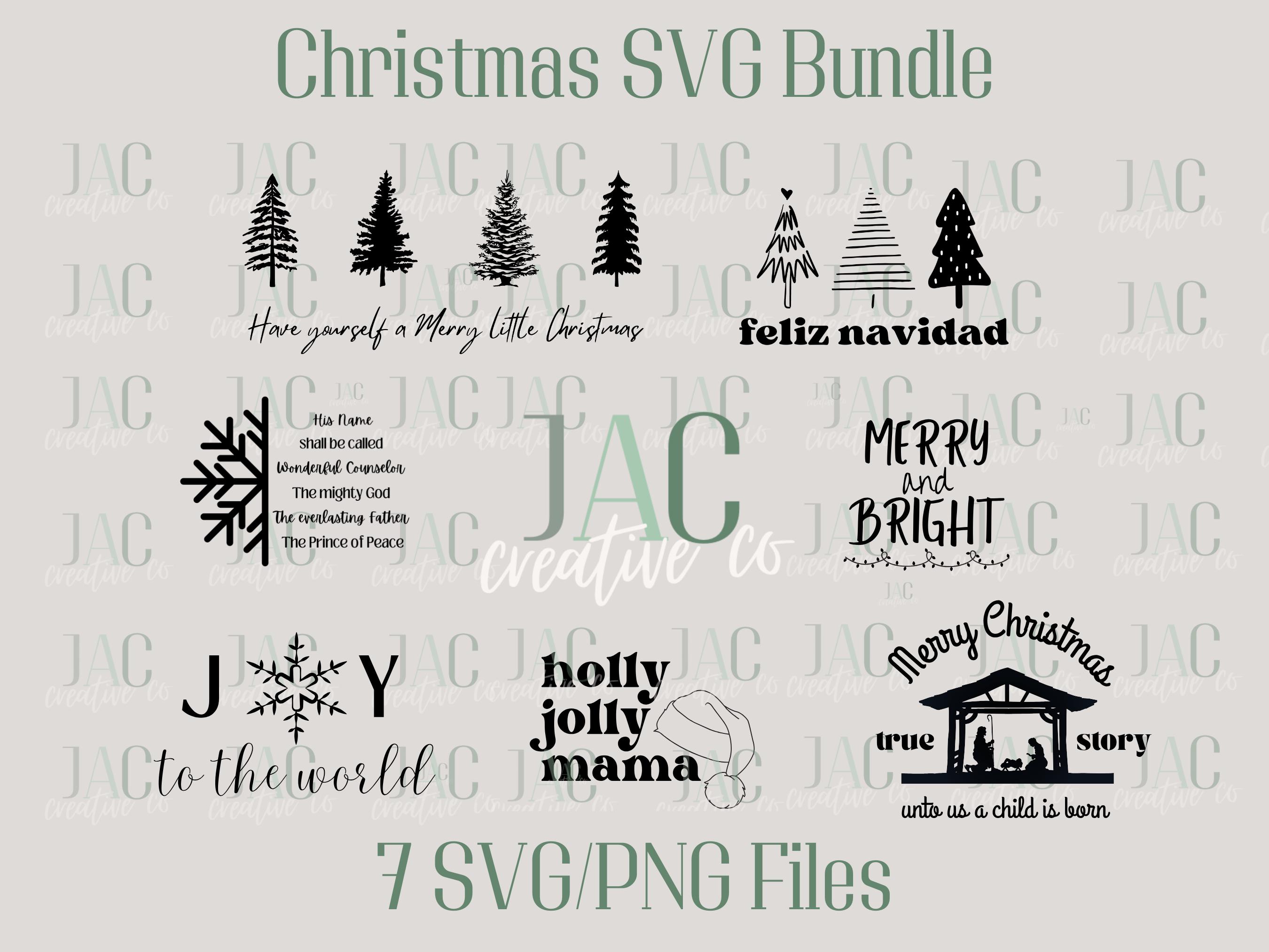 Christmas Holiday Bundle - 7 Designs SVG/PNG Files