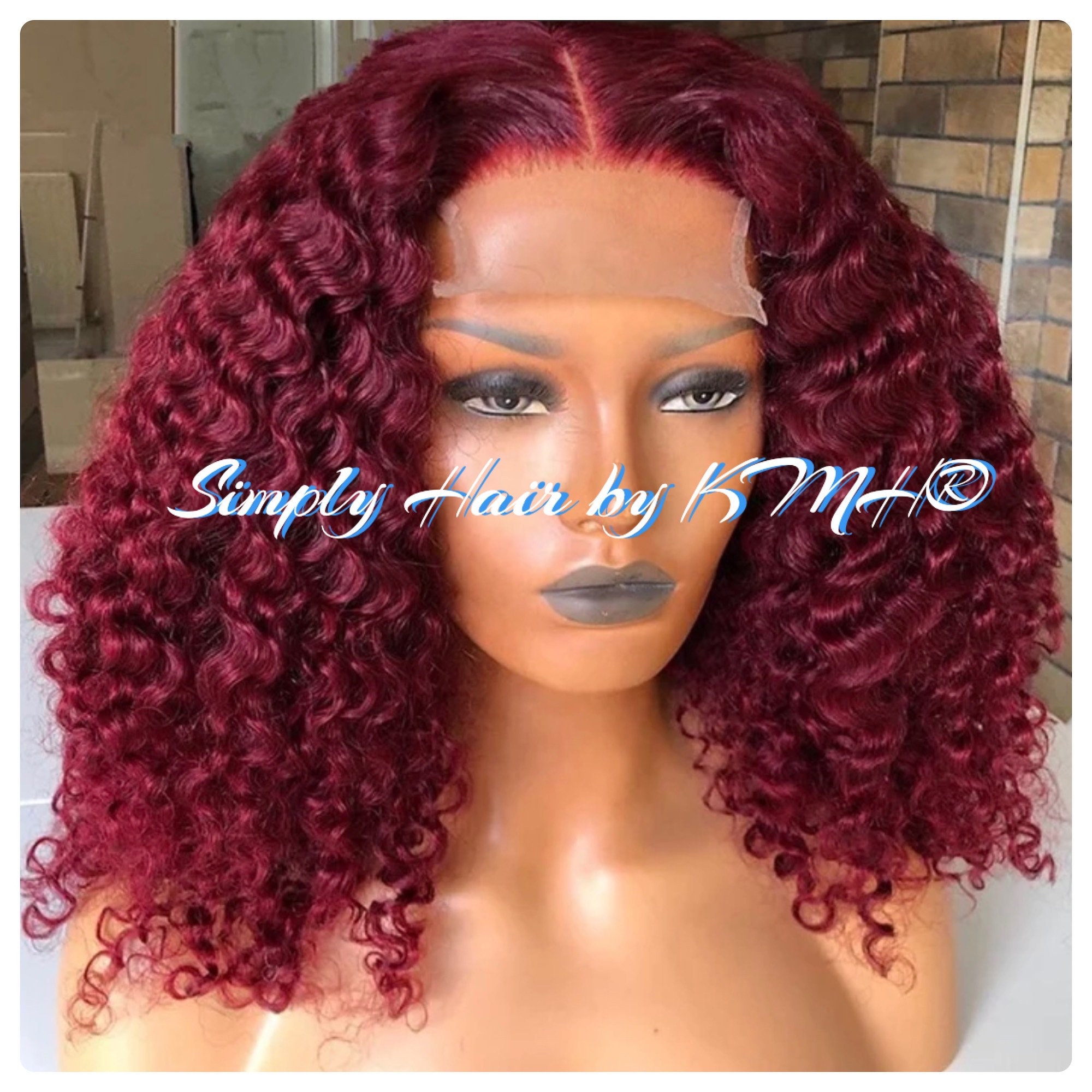 red kinky wig