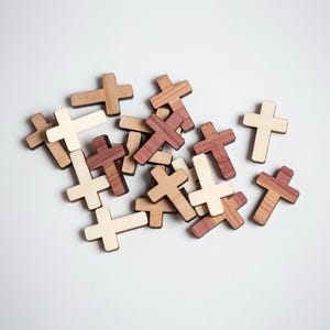Wood Cross Table Scatter, Christian Religious Décor, Easter Party, Baptism or Confirmation Decoration in 8 Colors, Reusable Confetti