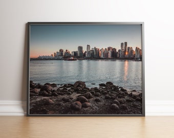 Vancouver Skyline Print, Stanley Park Fotografie, Vancouver Wandkunst, Kanada City Poster, Sonnenuntergang Stadtbild, BC Fotografie, Digitaldruck