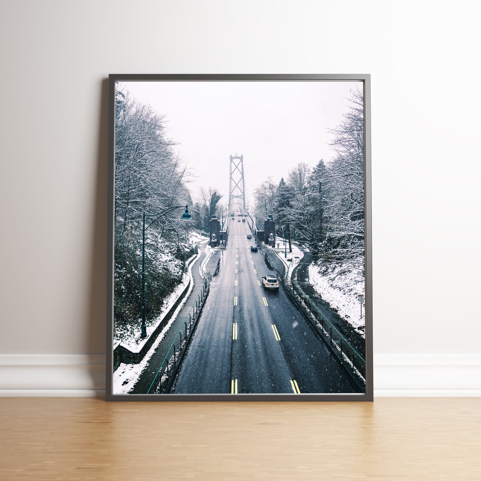 Stanley Park Wall Art Vancouver Downtown Print Snowy Road Etsy
