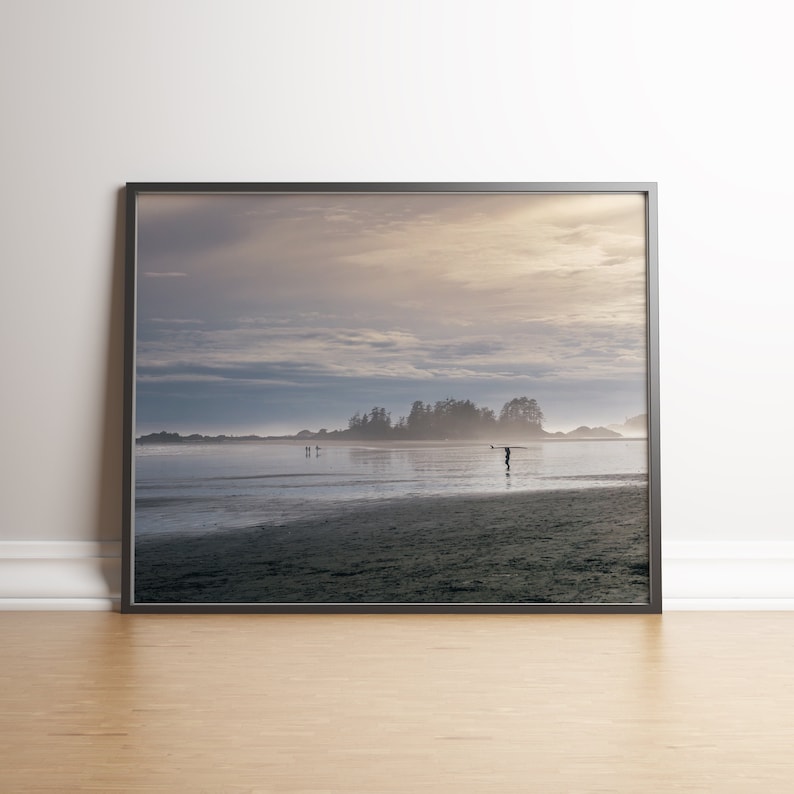Fotografía de surf, arte mural de atardecer, póster de la isla de Vancouver, impresión de Tofino, descarga digital, foto de viaje, impresiones de playa, Columbia Británica imagen 1
