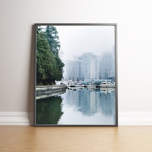 Vancouver Digital Download, Cityscape Fine art, Stanley Park Wall Art, Ocean Canvas, Vancouver Seawall Poster, Landscape Photo, Nature Art