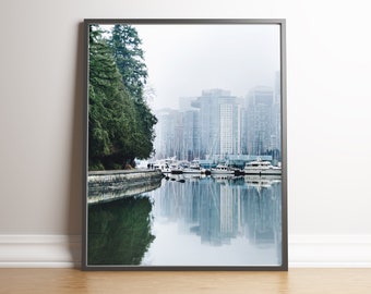 Descarga digital de Vancouver, Bellas artes de paisajes urbanos, Arte mural del Parque Stanley, Lienzo oceánico, Póster del malecón de Vancouver, Fotografía de paisajes, Arte natural