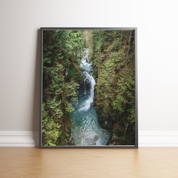 Nature Print, River in Forest Photography Art, Modern Home Decor, Forest River Wall Art, Digital Download, Printable Wall Art, Waterfall Art