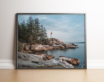 Lighthouse Print, West Vancouver Wall Art, Point Atkinson Photography, BC Coastal Decor, Pacific Northwest Print, Digital Download