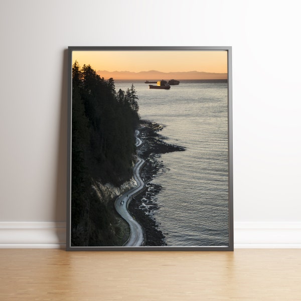 Stanley Park Wall Art, Vancouver Print, Nature Poster, British Columbia, Canada Wall Decor, Landscape Fine art, Seawall Photo, Ocean, Sunset