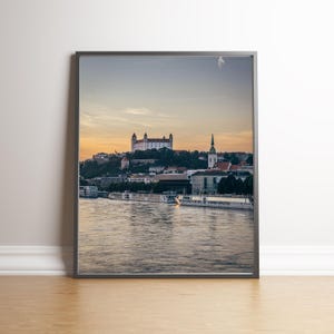 Bratislava Castle Sunset Print | Slovakia Cityscape Wall Art | Danube River Photo | Digital Download | European Travel Home Decor