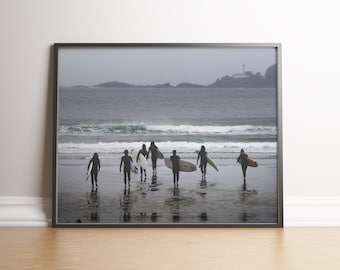 Tofino Surfers Print, Vancouver Island Wall Art, Surf Photography, BC Coastal Decor, Pacific Northwest Print, Digital Download