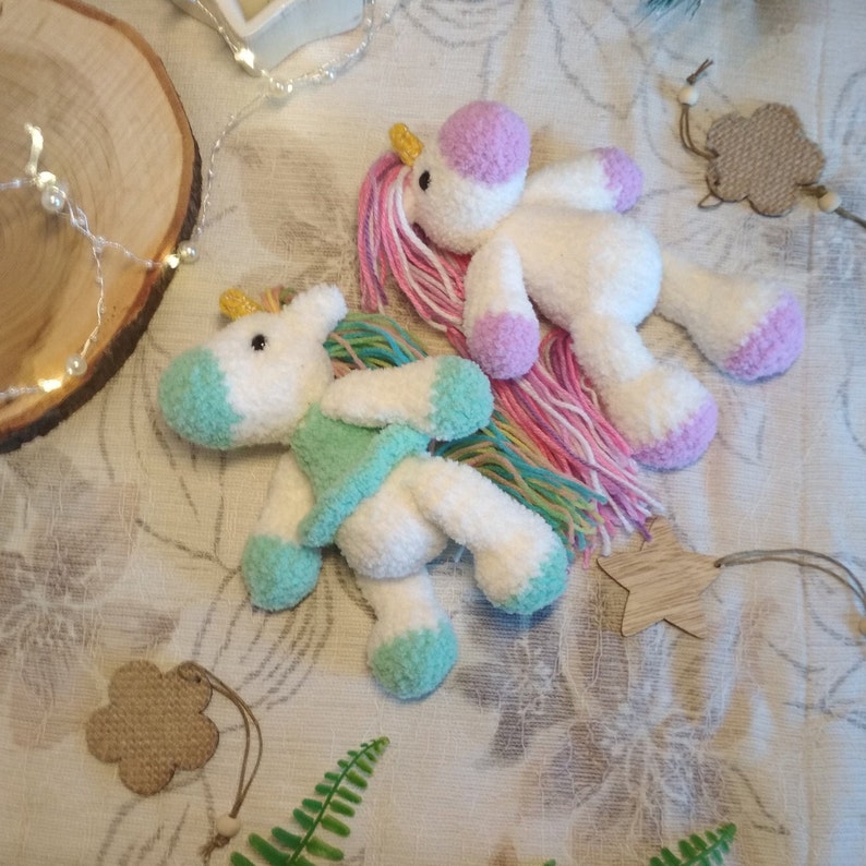 knitted mini unicorn plush toy