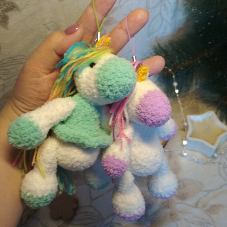 knitted mini unicorn plush toy