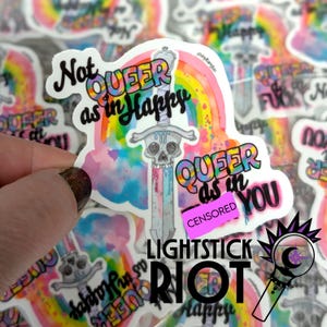 Glossy Sticker “Not Queer as in Happy Sword” 3-inch - Original Design