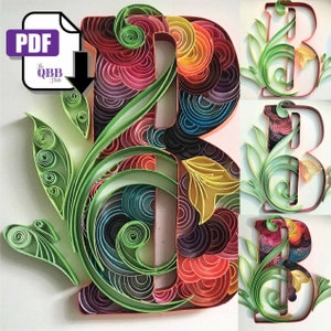 Quilling Art,Quilling Letter B Template, Quilling Art, Colorful Letter Bpersonalized paper gift