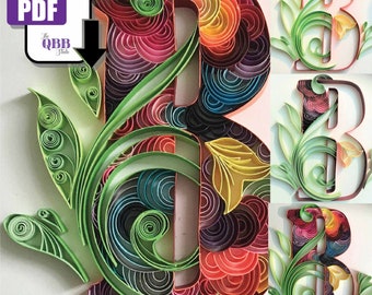 Quilling Art,Quilling Letter B Template, Quilling Art, Colorful Letter Bpersonalized paper gift