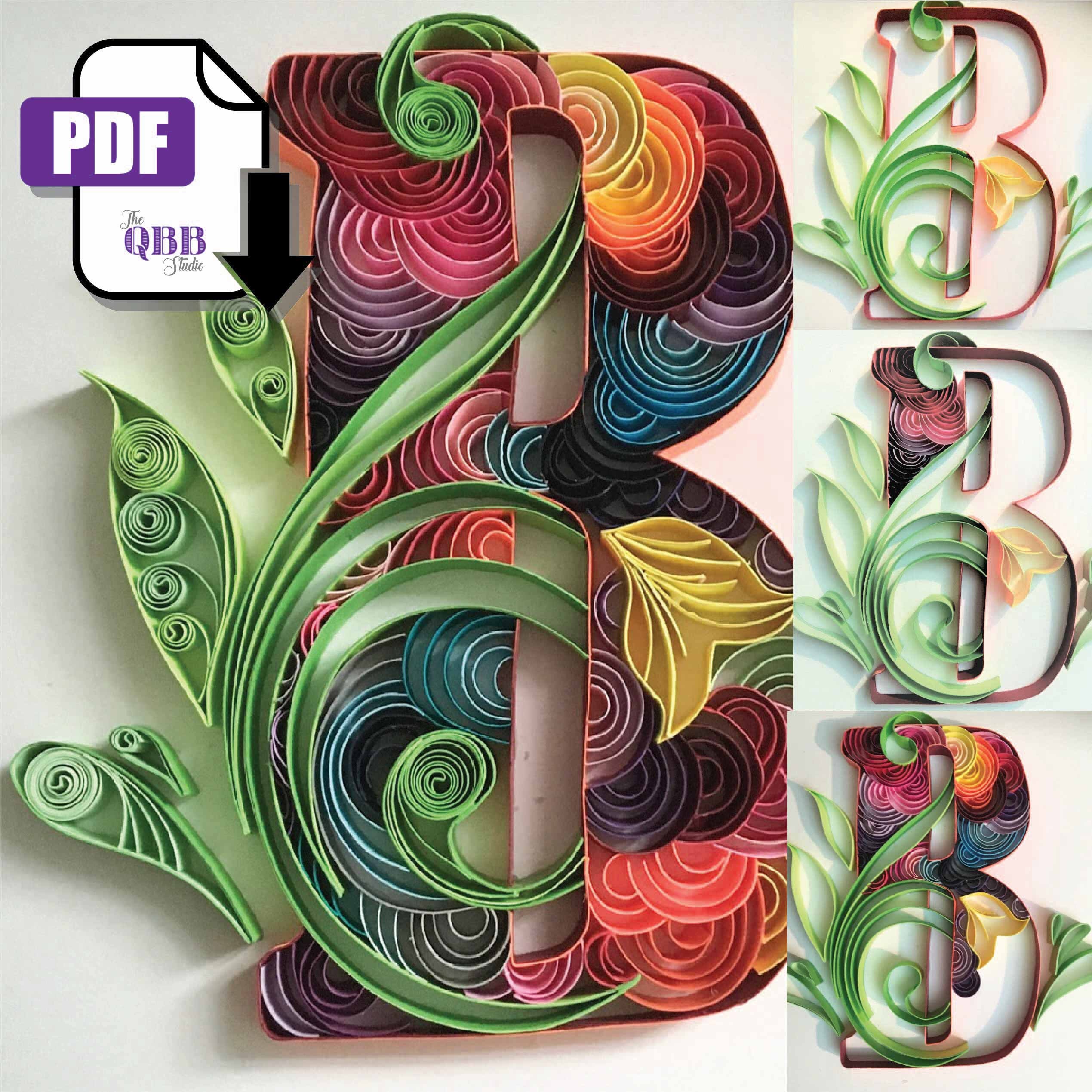 quilling letter b template quilling art colorful letter b etsy