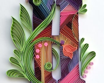 Custom Handmade Quilling Art, Personalized Paper Home Decor, Letter Artwork