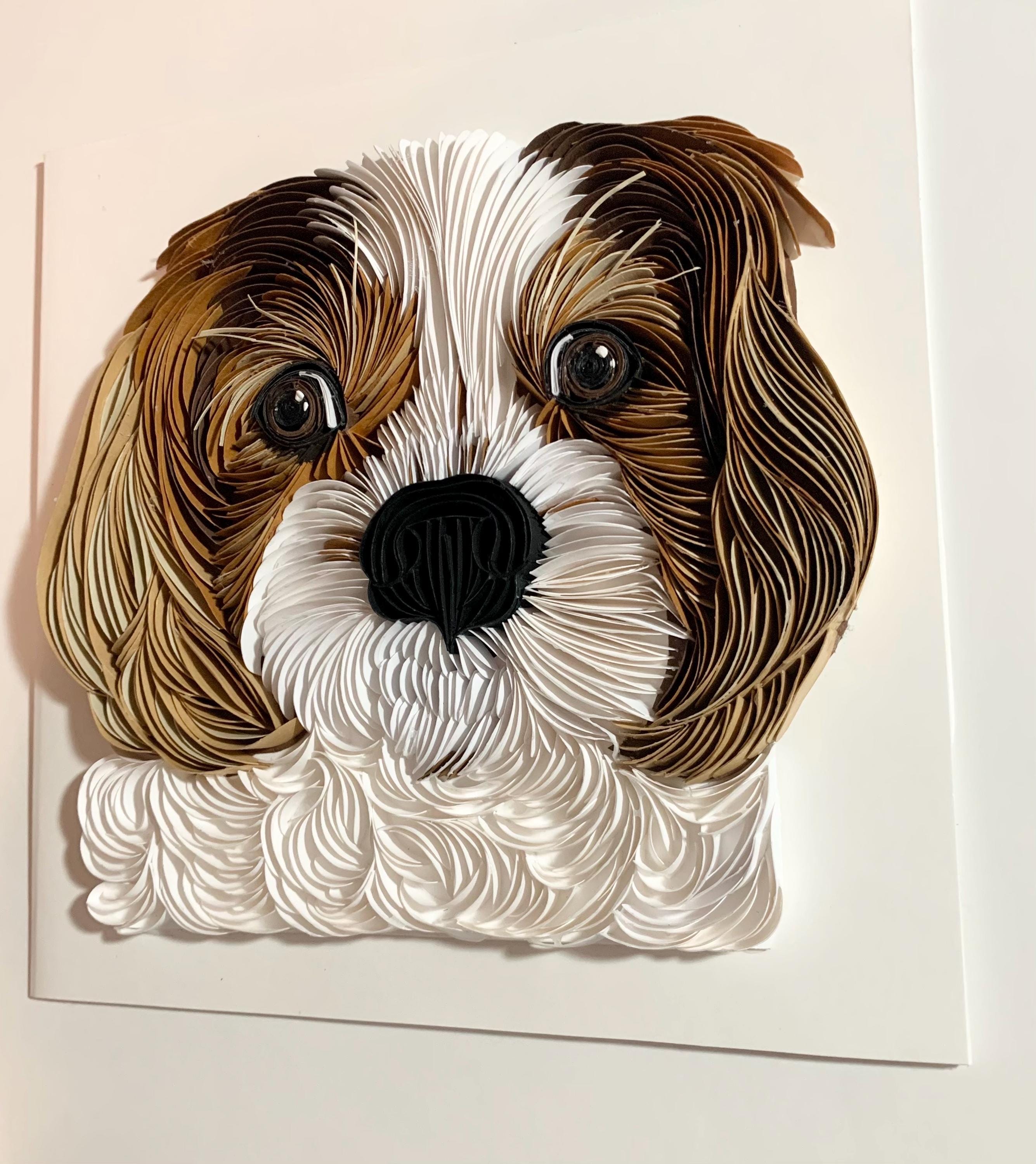 Custom Quilled Pet Portrait: Personalized Dog Memorial, Handmade Wall ...