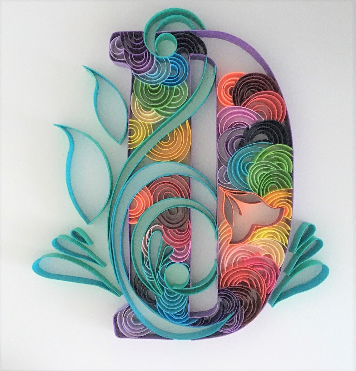 Quilling Letter D Template Quilling Art Colorful Letter D Etsy
