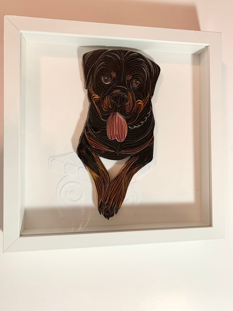 Customized Quilled, Gifts for him or her, Handmade Gifts, Birthday Gifts, Wall Art, Nursery Decor, Gift Ideas, Portrait, Quilling Dog image 1