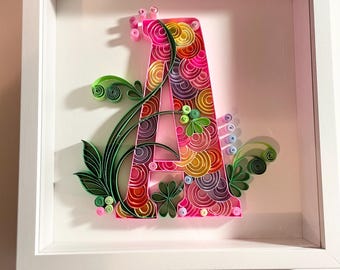 Custom Quilling Art: Personalized Initial, Handmade Paper Filigree. Handamde, Birthday, Anniversary, Holidays Gifts