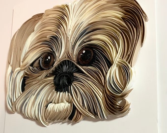 Quilling Art,Customized Portrait, Custom Pet Portraits Using Pet Photo Portraits Custom Dog Portraits Custom Pet Art Pet Drawing