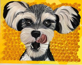 Custom Pet Portraits Using Pet Photo with colorful Bcakgroung. Gifts, Birthday Gifts, Nursery Decor, Dog Portrait, Quilling Dog,
