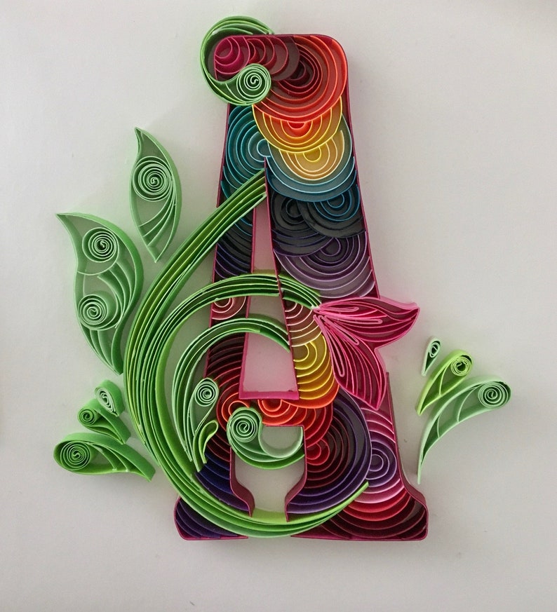 Quilling Letter A Template Quilling Art Colorful Letter A Etsy
